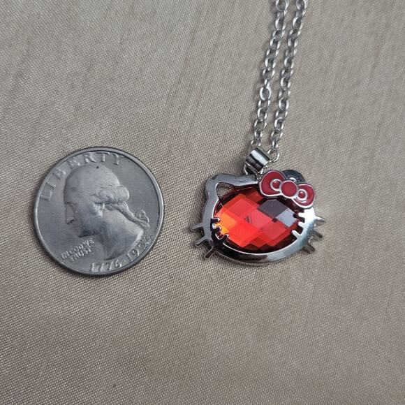 Sanrio Hello Kitty red & silver tone charm necklace - Picture 2 of 3
